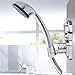 Eutuxia Shower Head Holder Bracket, Adjustable Universal Handheld Arm Mount - 360 Degrees Rotatable Chrome ABS Material - Easy to Install & Remove for Kids, Adults, Elders, Pets - Wall Mount Bracket