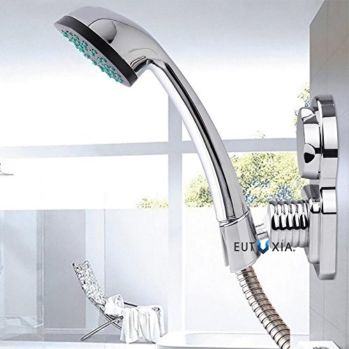 Eutuxia Universal Shower Head Holder Bracket. Removable & Adjustable Vacuum Suction Cup Wall Mount