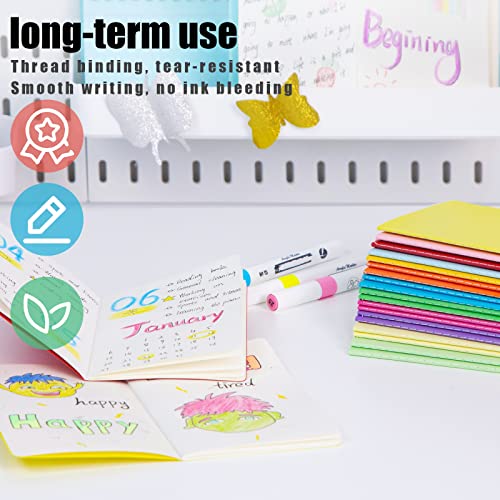 Koogel Small Pocket Notebooks Blank, Mini Notebooks Small Notepads 3.5 x 5.5 Inch Journals for Kids 12 Colors for Students Traveler School Supplies 48 Pages/24 Sheets