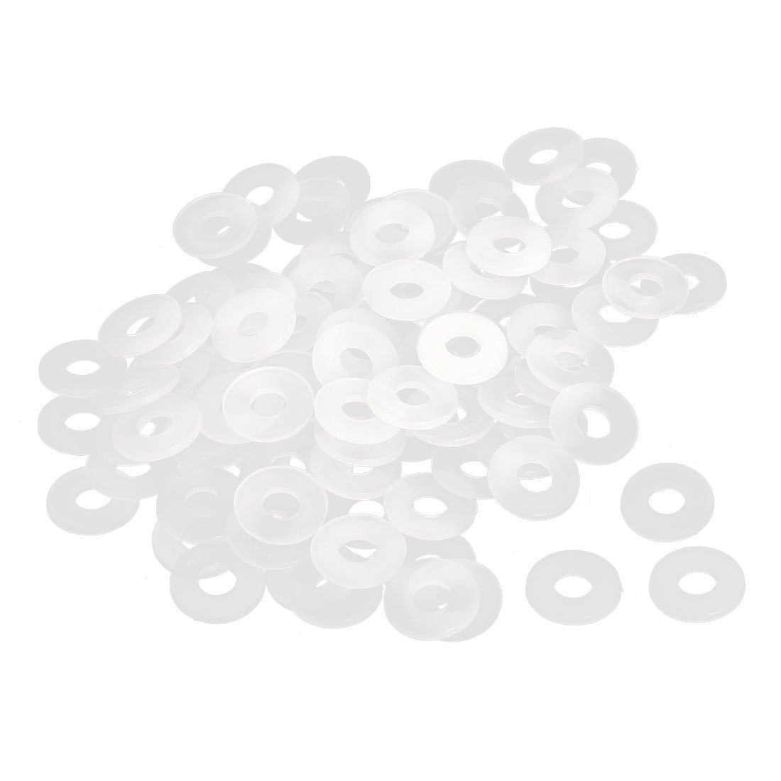 sourcingmap Nylon Flat Washers 10mm OD 4mm ID 1mm Thickness Sealing Gasket for Faucet Pipe Water Hose, White, Pack of 100