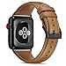 OUHENG Compatible with Apple Watch Band 42mm 44mm, Genuine Leather Band Replacement Compatible with Apple Watch Series 5 4 3 2 1 42mm 44mm Sport and Edition, Light Brown