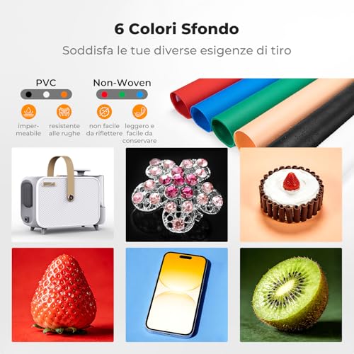 K&F CONCEPT Folding Photo Light Box 60 x 60 cm with 6 PVC Backgrounds | Studio Tent Mini Light Box Dimmable 5600K, Lighting Kit, Ideal for Photography Products and Jewellery, ZYRY06