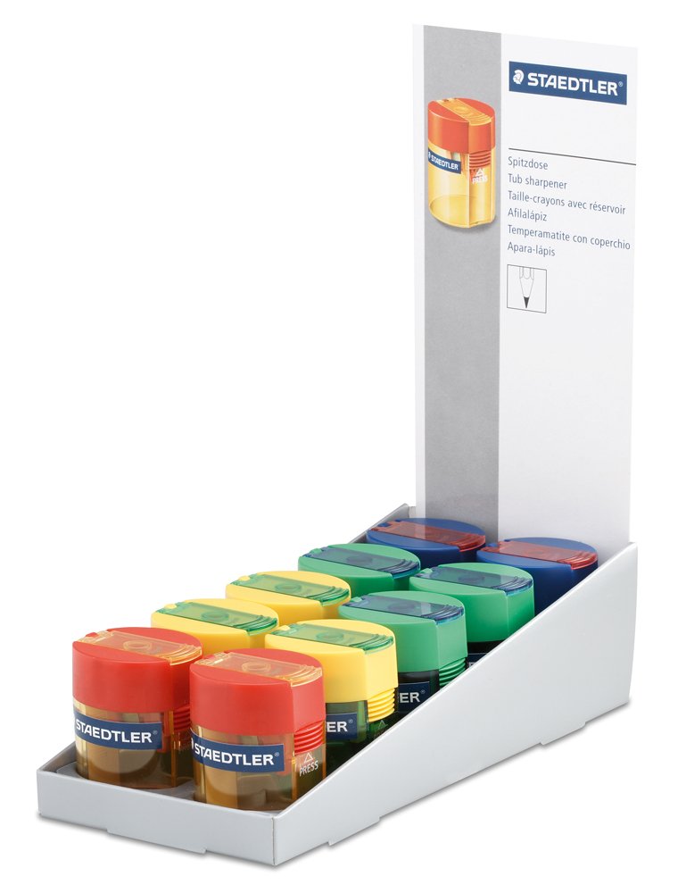 Staedtler Round tub single sharpener 511 006 asst colours pack 10