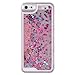 DStores® iPhone 5 Case,iPhone 5s Case, Pink Easy Grip Design Clear Plastic Liquid Flowing Heart Back Cover Case for Apple iPhone 5 5S SE