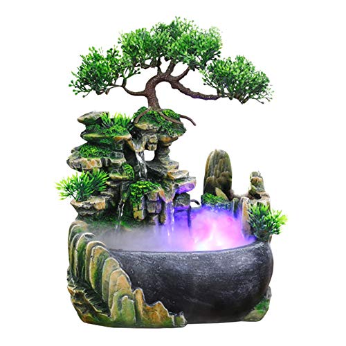 Jimfoty Tabletop Fountain Humidifier, Atomizing Desktop Water Fountain Indoor Waterfall Humidifier for Home Office Desk Decor(US Plug 110V)
