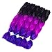 24Inch 5packs Braiding Hair Crochet Braids Synthetic Hair Extensions (Black-Purple-Blue Violet)