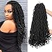 6 Packs Faux Locs Crochet Hair 20 Inch Wavy Curly Goddess Locs Crochet Hair Braiding Hair with Curly Ends Pre Looped Goddess Faux Locs crochet hair for Black Women Soft Locs Hair Extension(1B)