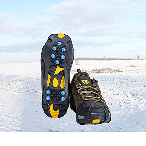 willceal Ice Cleats, Ice Grippers Traction Cleats Shoes and Boots Rubber Snow Shoe Spikes Crampons with 10 Steel Studs Cleats Prevent Outdoor Activities from Wrestling (Blue, Medium)