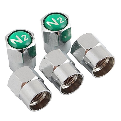 GODESON 20 Pack Chrome Plated Brass Tire Valve Stem Caps with N2 Nitrogen Logo