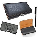 For HTC ONE M8 Horizontal Black Leather Sleeve Carry Case Belt Clip Holster ZW Pouch (FOR BARE PHONE ONLY) + AIS cell phone Microfiber Cleaning Cloth (By All_instore)