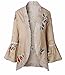 Women’s 3/4 Flare Sleeve Floral Print Casual Kimono Cardigan Blouse Top (L, Khaki)