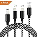 [4 Pack] Lightning cable, [3FT 6FT 6FT 10FT] Durable Nylon Braided Lightning Cord, Data Syncing and Charging Cable Compatible with iPhone X/8/8Plus/7/7 Plus/6/6Plus/6S Plus/5/5s,iPad,iPod