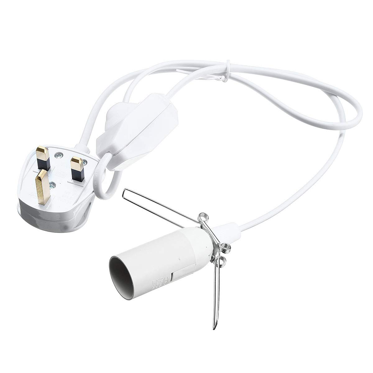 FINELED Himalayan Salt Lamp Cord with Dimmer Switch,E14 SES Black UK Plug Light Bulb Holder with Spring Clips for Salt Desk Table Lamps (White)