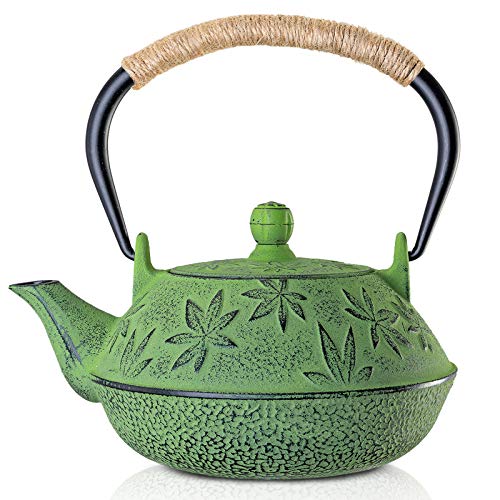Sotya Cast Iron Teapot, Tetsubin Japanese Tea Kettle (700ml, Green