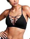 Choco Mocha Triangle Strappy Bralette for Women Unpadded Bra Black L