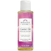 HERITAGE STORE Castor Oil Nourishing Hair Treatment, 4 Fl Oz | Cold Pressed, Hexane Free, Vegan, Deep Hydration for Skin, Lashes, Brows, Scalp Care