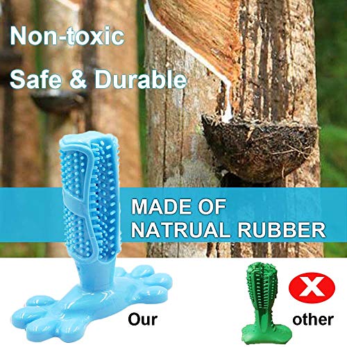AomeTech Dog Toothbrush Dental Care Brushing Stick Effective Doggy Teeth Cleaning Massager Nontoxic Natural Rubber Bite Resistant Chew Toys Finger Toothbrush for Dogs Pets (M, Blue)