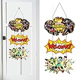 My Hero Academia Hanging Door Sign Welcome Hanger for Kids My Hero Academia Themed Birthday Party Supplies Front Door Decor Hanging