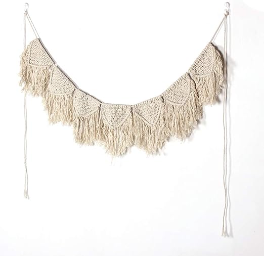 Hexu Colgante De Pared Tejida Fringe Guirnalda Banner Boho Chic