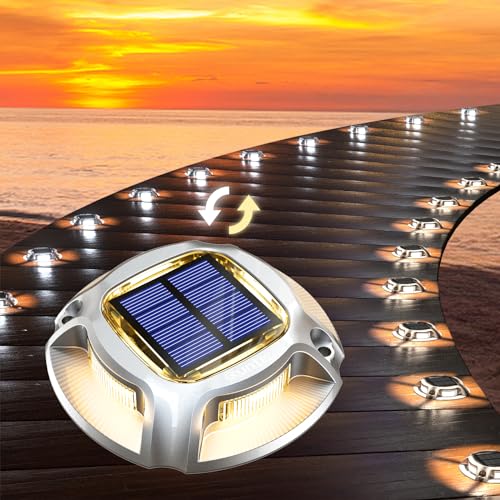 Quntis Solar Lights Outdoor Garden Aluminium, IP68 Waterproof, Spotlight, LED Outdoor Solar Spotlight, Cool / Warm White, Powerful Solar Light for Paths Pool Stairs Sidewalk (4 Pieces
