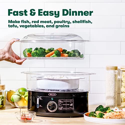 BELLA Two Tier Food Steamer, Healthy, Fast Simultaneous Cooking