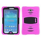 Samsung Galaxy Tab 3 7.0 Case by KIQ TM Shock Proof Hybrid Heavy Duty Armor Protective Case for Samsung Galaxy Tab 3 7.0 P3200 / T210 / T217 with Kickstand and Screen Protector (Armor Hot Pink)