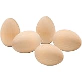 UUYYEO 10 Pcs Unpainted Wooden Eggs Unfinished Easter Wood Craft Eggs Flat Bottom Fake Eggs for Easter Small