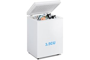 Stopsad 3.5 Cu.Ft Chest Freezer, Deep Freezer Holds Up to 78L, Small Freezer with Adjustable 7 Thermostat & Removable Basket, Freestanding Mini Freezer with Top Door for Home/Apartment/Garage, White
