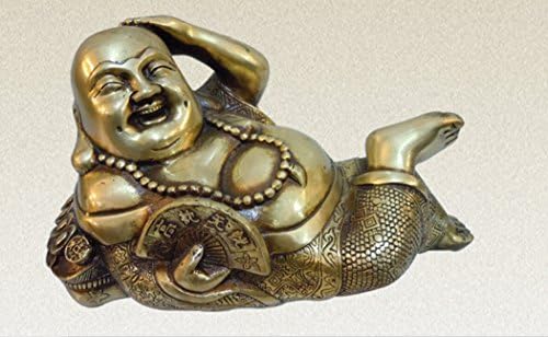 Brass Buddha Statue -- Happy Laughing Sitting Buddha Inspirational Religious Statue For Gifts &amp; Decor --SMABBS076