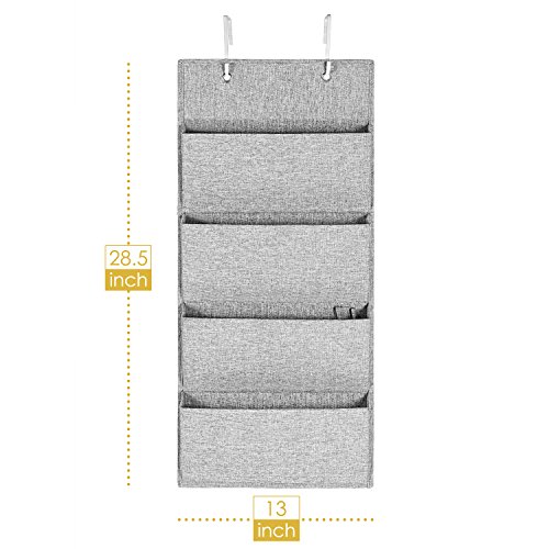 Over The Door Office Organizer, MaidMAX Wall Mount Fabric Office Supplies Storage Organizer with 4 Pockets for File Folders Notebooks Planners