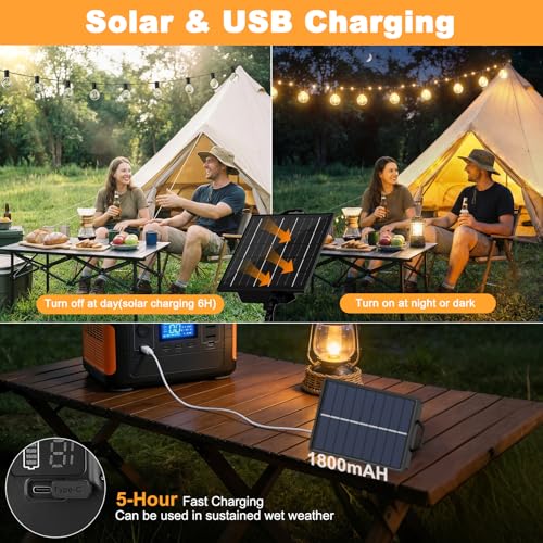 Outdoor Solar String Lights, 12M/39.4Ft Solar String Lights with 14+1 G40 Bulbs and 26 LED Beads, 19 Modes Waterproof IP44 Outdoor String Lights for Garden, Terrace, Wedding, Party
