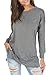 levaca Womens O Neck Plain Side Split Loose Casual Baggy Pullover Dark Gray S