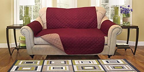 Reversible Furniture Protector Premium - Protects furniture from stains, spills, pets and children accidents (Love Seat, Burgundy/Taupe)