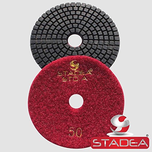 STADEA Premium Grade Wet 4" Diamond Polishing Pads Set + Rubber Backer For CONCRETE Polish