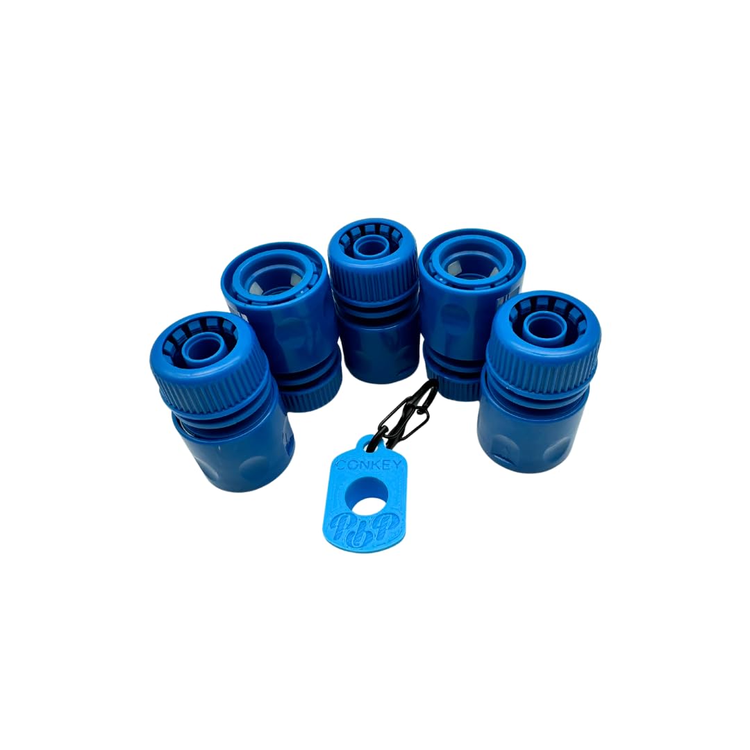 PBP Quick Release Drain Down Rubber Hose Connector, 5 Pack & Free Conkey A Quick Drain Down Hose Connector Key' Karrie carabiner for convenient storage.