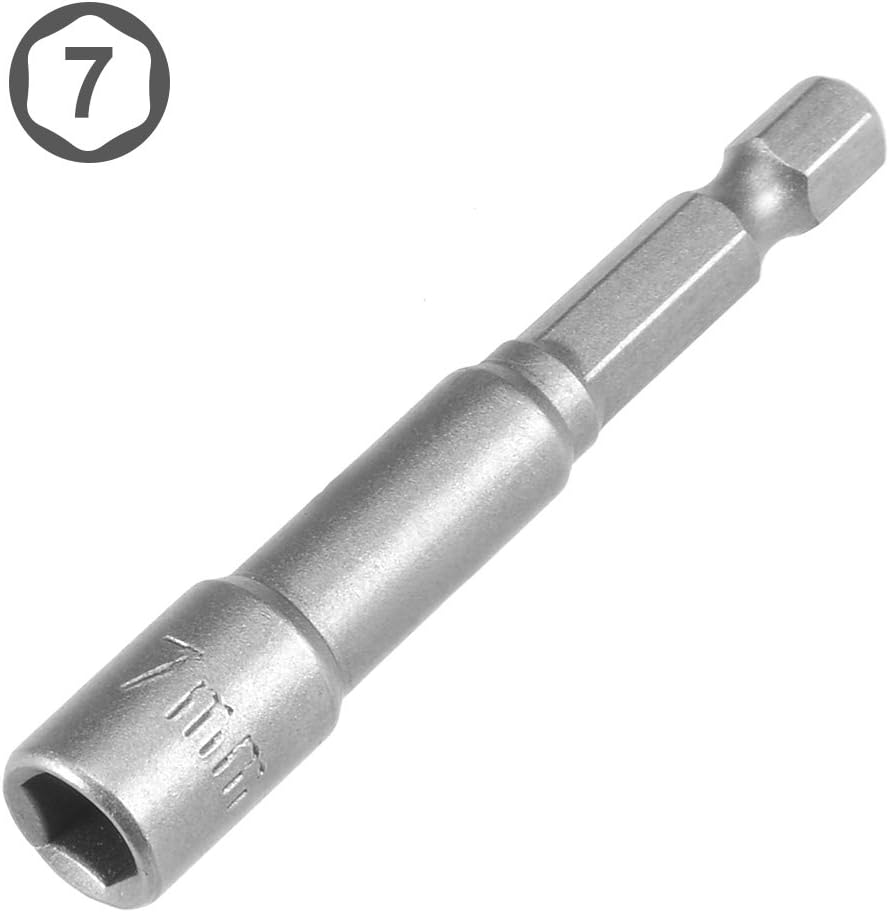 Sourcingmap 5 Pcs 1/4" Quick-Change Hex Shank 7mm Magnetic Nut Setter Driver Drill Bit, 65mm Length, Metric - Image 3