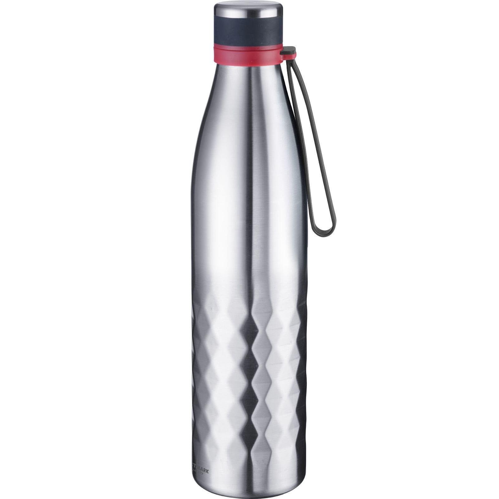 Westmark Vacuum Flask, keeps 8 hrs hot/cold, carbonation/acid proof, 1000 ml, stainless steel/silicone/plastic, BPA free, Viva, silver/red, 5284226S