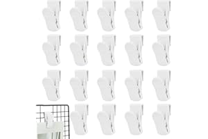 PH PandaHall 20pcs Grid Wall Hooks Clips Panel Wire Rack Clips Grid Wall Sign Holder Display White Small Plate Hangers for Re