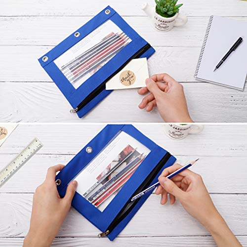 LABUK 7 Pack Zipper Pouches for 3 Ring Binder, 7 Color Binder Pouch