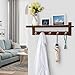 LANGRIA Coat Rack Shelf, Coat Rack Wall-Mounted Bamboo Wooden Hook Rack with 5 Metal Hooks and Upper Shelf for Storage Scandinavian Style for Hallway Bathroom Living Room Bedroom, Bamboo Brown Color