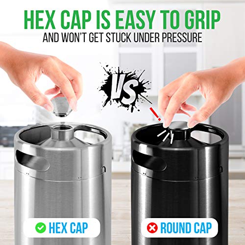 NutriChef-PKBRTP299-Pressurized-Mini-Keg-System-128oz-Double-Walled-Stainless-Steel-Growler-Tap-Portable-Dispenser-Kegerator-Kit-Co2-Regulator-for-Craft-Beer-DraftHomebrew