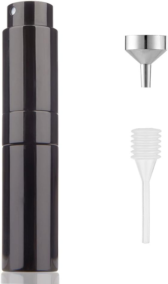 8ML Travel Perfume Atomizer Refillable for Men & Women | Empty Perfume Spray Bottle - for Portable Aftershave, Cologne Sprayer, Fragrance Dispenser in Purse (Gloss Black)