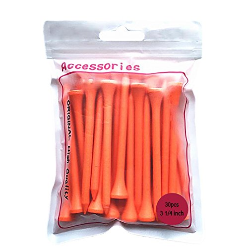 Wood Unbreakable Long 3 1/4 inch Golf Tees 30 Count Orange White Color