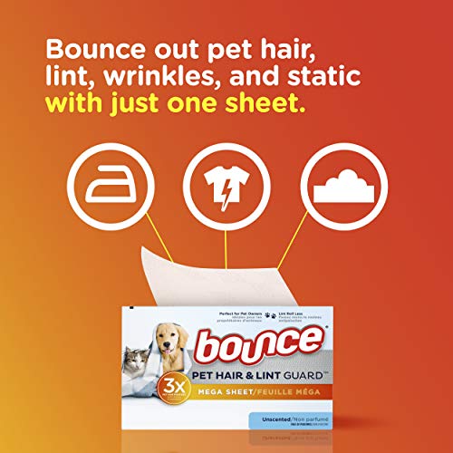 Bouce Bounce Pet Hair and Lint Guard Mega Dryer Sheets for Laundry