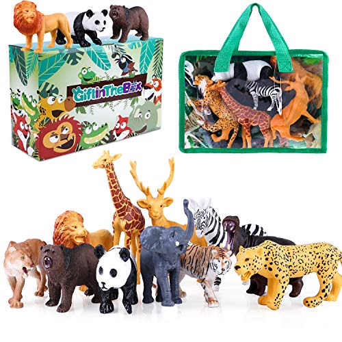 GiftInTheBox Safari Animal Figurines Toys with Activity Play Mat