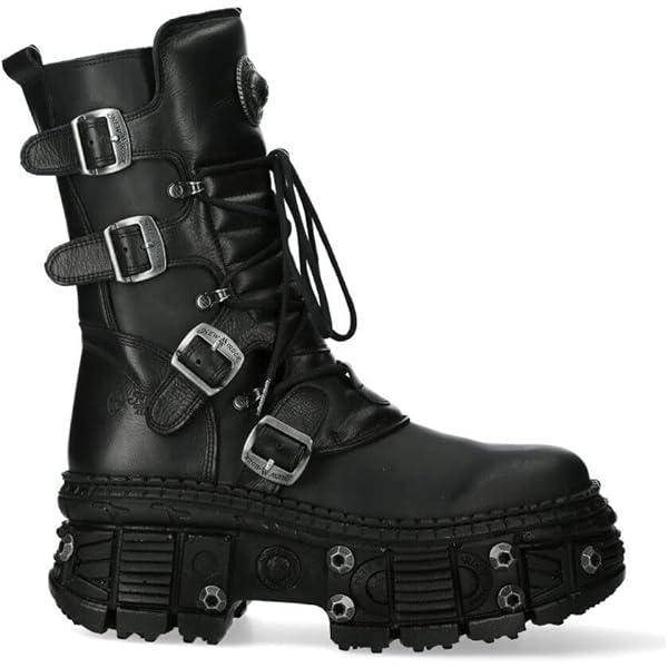 Amazon.com | New Rock Boots Punk WALL373-S5 Metallic Black