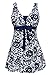 wantdo Women's One-Piece Push Up Swimsuit Swimwear Bathing Suit Flower Print Swimdress Navy 6-8