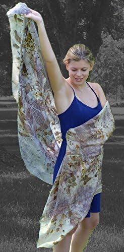 Silk shawl, wrap,veil, 36" x 84" organic leaf designs