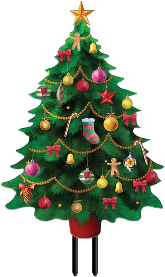 Plaques & Wall Art - Briarwood Lane Decorated Christmas Tree Metal Yard Art 28.5