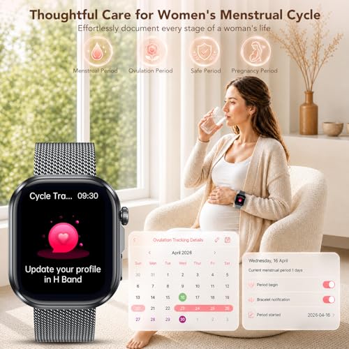 Women's Smartwatch Watch with ECG+HRV: 1.88 Inches Smart Watch with Bluetooth Calls Heart Rate Monitor Sleep Pressure Smartband 130+ Sports Modes Waterproof Flashlight IP67 Watches for Android and iOS
